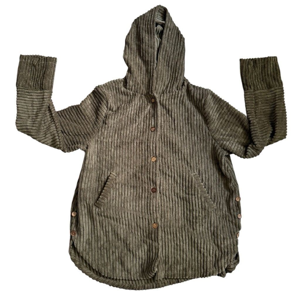 NWT JIMMY YOO SevInc GREEN SHACKET Shirt w/ Pockets and Hood Button details 3x